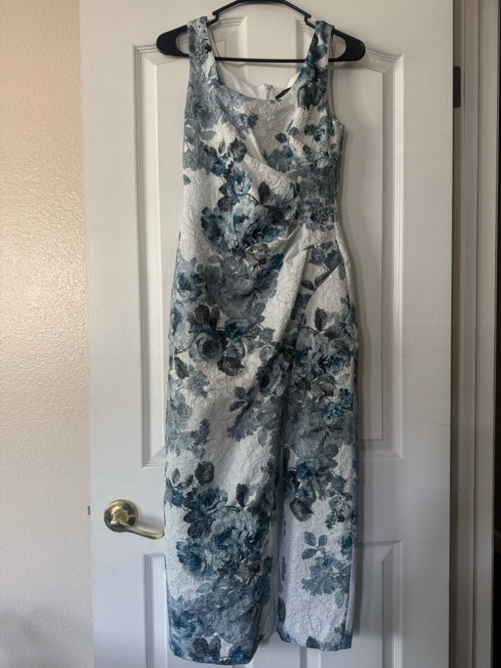 Floral Jacquard Dress - Blue/White
